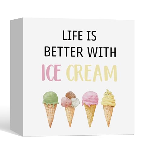 Ice Cream Lover Wooden Sign - Summer Gift Decor for Kitchen & Home
