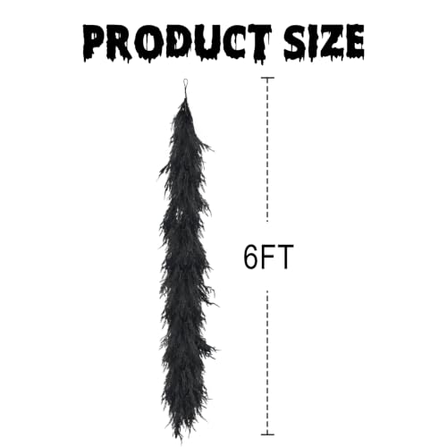 Black 6FT Halloween Norfolk Pine Garland - Indoor Decor, Pack of 1