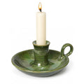 Green Reactive Glazed Ceramic Candle Holder with Handle - Taper & Spell Candles Stand