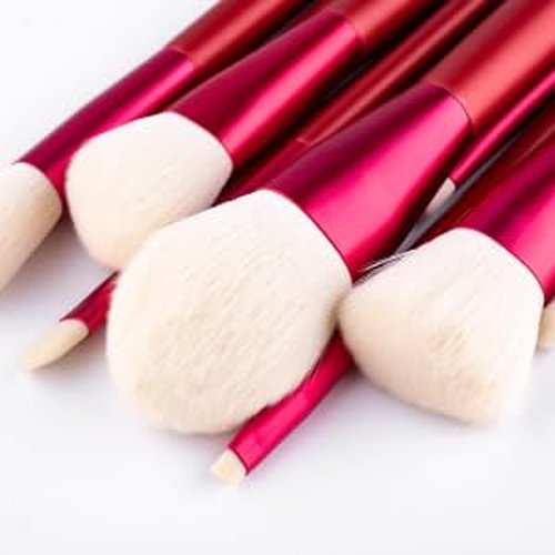 Unfovi 14-Piece Daily Makeup Brush Set - Essential Cosmetic Brushes Kit for Foundation, Concealer, Eyeshadow & Powder Blush, Professional Face Blending Brushes Kit for Women(Red)