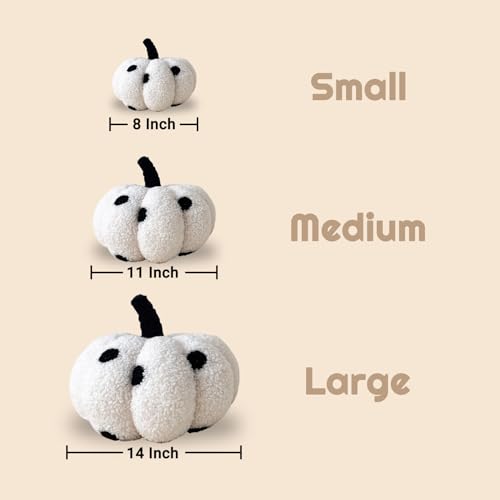 Pumpkin Plush Cushion - 14 Inch Polka Dots Halloween Fall Decor, Sofa Pillow