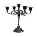Black 5-Arm Metal Candelabra - 10.2 Inch Tall Candle Holders, Glossy Finish