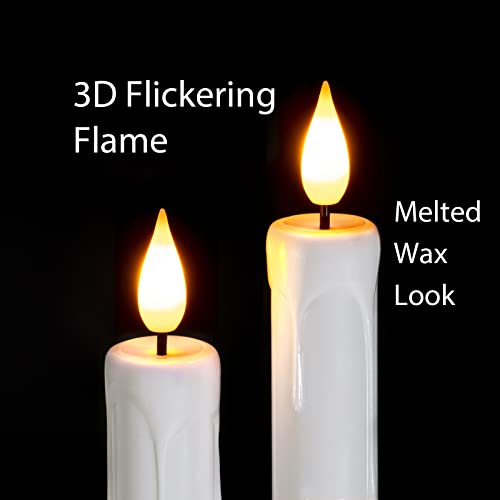 48 Pcs Flameless Taper Candles with Remote Dimmer - White, 9.6 Inches - Pack of 48