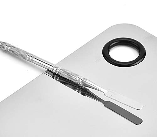 Stainless Steel Makeup Palette with Spatula Tool - 4.23 Ounce, Silver, 6x4 Inch