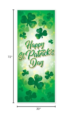 Happy St. Patrick’s Day Door Covers - Shamrock & Clover Celebration Decor - 5’ x 30”, 2 Pieces - Indoor & Outdoor Use - St. Patrick’s Party Supplies - Variation: St. Patricks / Happy St. Patrick's Day