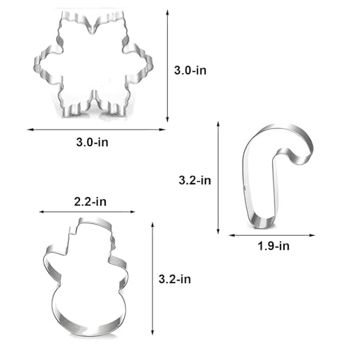 Christmas Cookie Cutters Set - 5 Pieces, 3.2'' Shapes Including Tree, Gingerbread Man, Snowflake, Snowman, Candy - New Variation