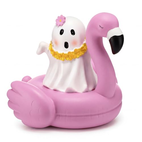 Halloween Ghost Decor - 6 Inch Resin Kawaii Ghost Flamingo Figurine