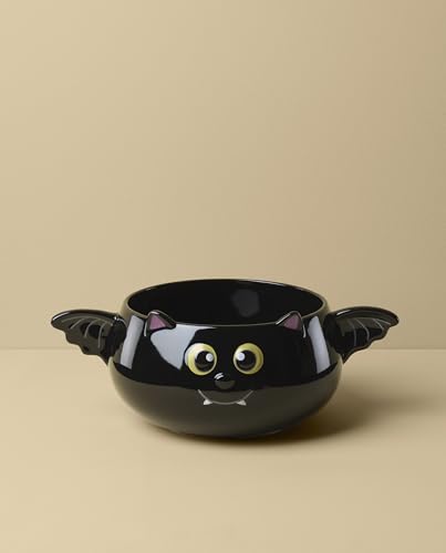 Halloween Bat Candy Bowl - Porcelain Spooky-Cute Bat Design, 13 Inches