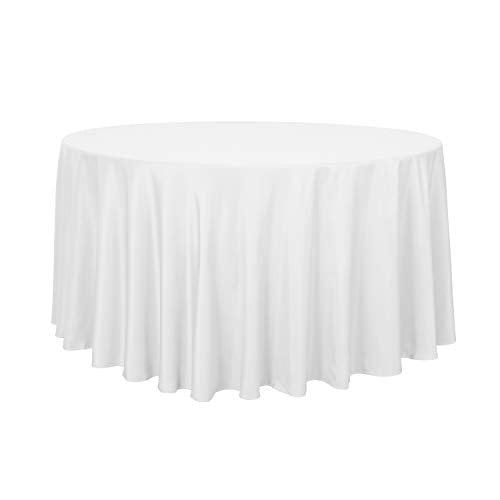 Sancua Round Tablecloth 120 Inch White - Durable Polyester, Spill & Stain Resistant