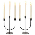 Set of 2 Black Candelabra Candle Holders - 3 Arm Taper Candlesticks