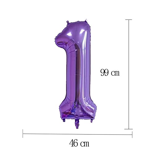 Jumbo 40 Inch Purple 100 Number Foil Balloons with Crown for Birthday & Anniversary Decor