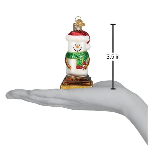 S'mores Snowman Christmas Ornament Glass Handcrafted Holiday Decor