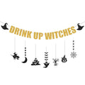 Gold Drink Up Witches Halloween Banner Garland - Pre-Strung Gothic Party Decor