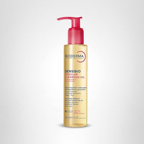 Bioderma Sensibio Micellar Cleansing Oil, 1st Ecobiological Micellar Formula Gentle Face Cleanser That Deeply Cleanses, Soothes & Nourishes Skin with Oil-to-Milk Texture, Fragrance-Free, 5 Fl Oz