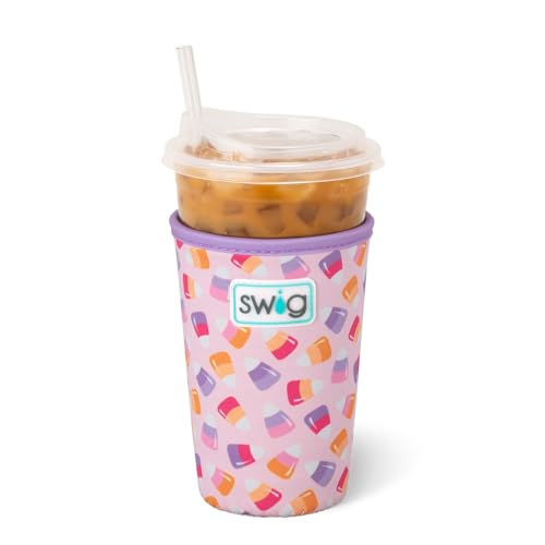 Swig Life 22oz Medium Iced Cup Coolie - Candy Corn Halloween Insulated Sleeve with Handle