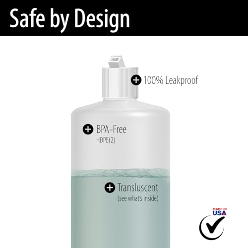 Bar5F Plastic Squeeze Bottles, 32oz, 4-Pack, FLip Cap, BPA-Free, for Shampoo, Cleaning, Pets