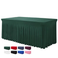 Hunter Green Spandex Table Skirt for 4FT Rectangle Tables - One-Piece
