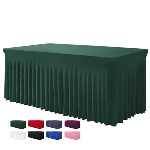 Hunter Green Spandex Table Skirt for 4FT Rectangle Tables - One-Piece
