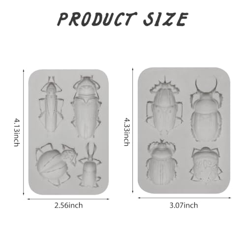 Silicone Beetle Molds for Cake Decorating Insect Candy Mold - 8 Shapes