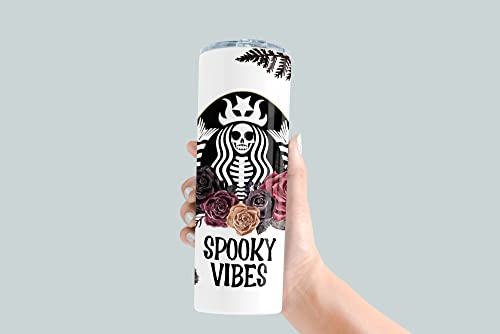 Gothic 20oz Insulated Travel Mug with Skeleton Mermaid Roses & Feathers