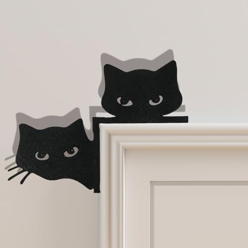 Halloween Cat Door Topper - Christmas Holiday Wall Decor Sign Frame