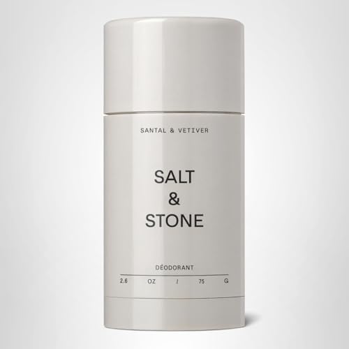 Salt & Stone Aluminum Free Deodorant | Extra Strength 48 Hour Protection for Women & Men | Made with Seaweed Extracts, Niacinamide & Prebiotics | Santal & Vetiver