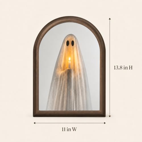 Light Up Ghost Mirror Halloween Decor Wall Mirror 11x13.8 in Indoor