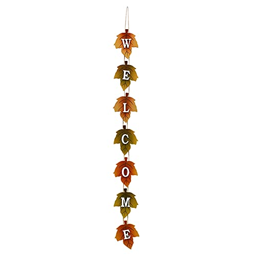 Autumn Welcome Sign for Front Door - Wooden Maple Leaves Wall Decor