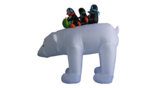 8 Ft Inflatable Christmas Yard Decoration with Penguins and Polar Bear