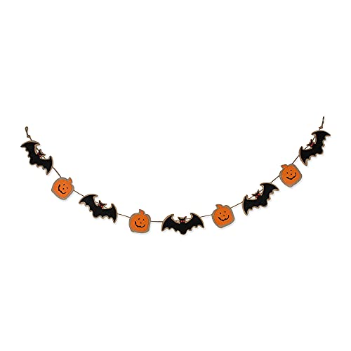 Halloween Bat & Pumpkin Garland - 72-Inch Indoor & Porch Decor - Spooky Fall Decorations
