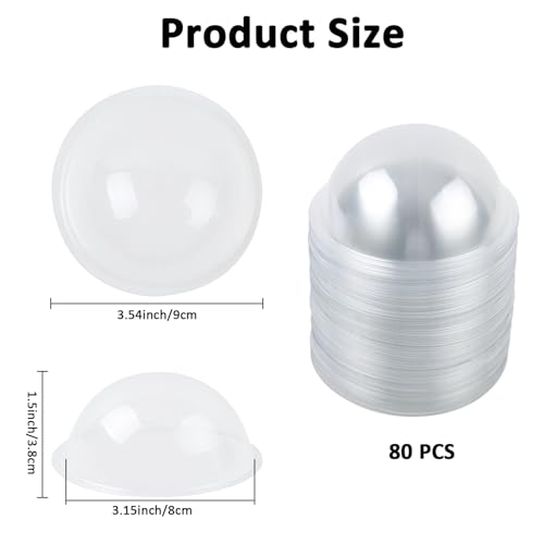 80 Pcs Clear Plastic Half Ball Candy Dome Display Holders - 9cm Diameter