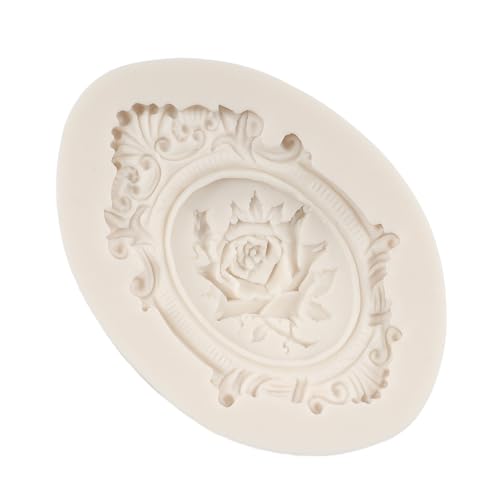 Cameo Picture Frame Silicone Mold Rose Flower Fondant Cake Decorating - Style A