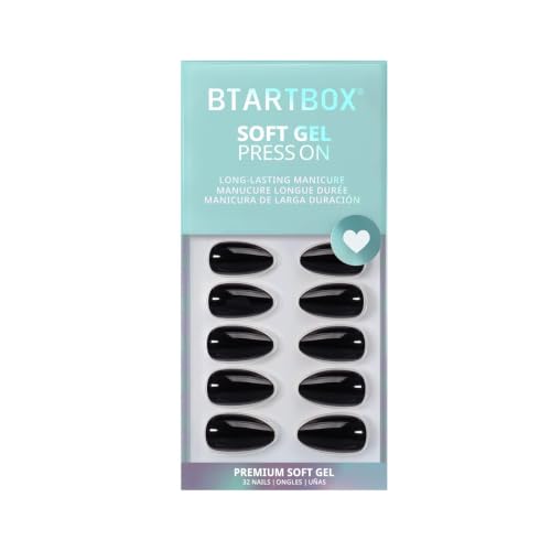 Press On Nails Short Almond Black Fake Nails Kit - Black Velvet Variation