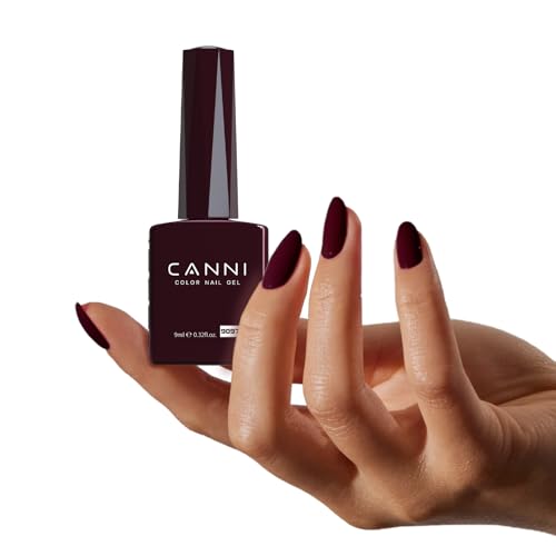 CANNI Dark Red Gel Nail Polish - Burgundy Red Soak Off UV Gel, High Gloss, 1Pc