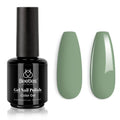 15ml Gel Nail Polish Set - White & Eucalyptus Green, Long-Lasting UV Friendly