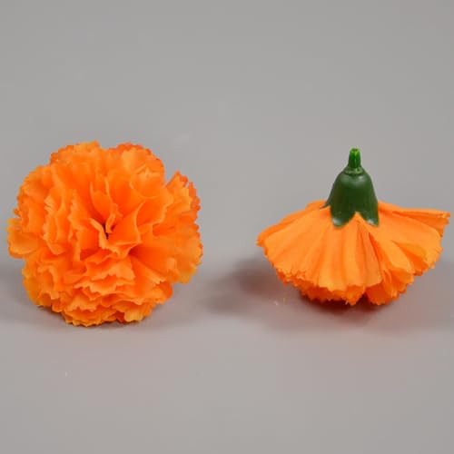 30 Pcs Artificial Orange Marigold Flower Heads for Halloween & Dia de Los Muertos Decorations