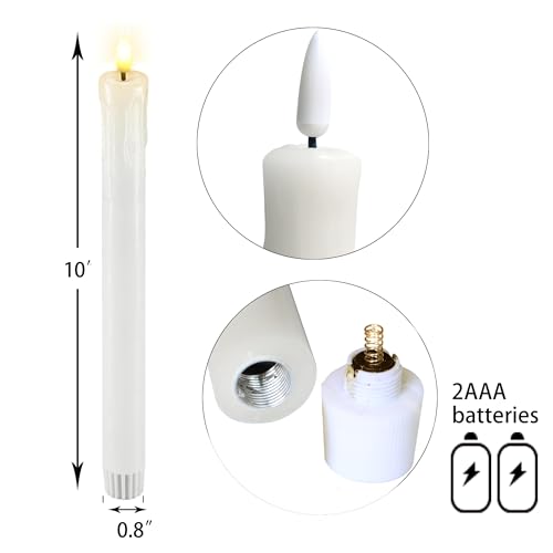Flameless Taper Candles with Remote Timer - 6 Pack, Realistic Wax Design
