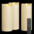 3 Pack Waterproof Flameless LED Pillar Candles with Remote Control - 4x10 Inches