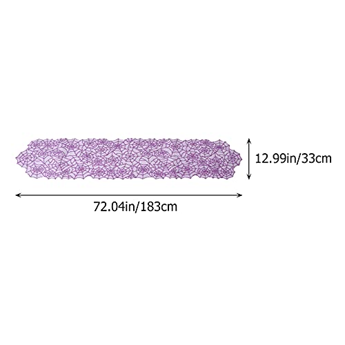 Halloween Lace Table Runner with Spider Web Pattern - Purple, 13x72 Inches