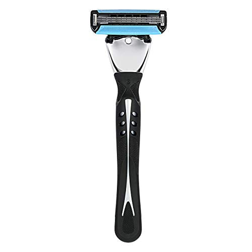 Men's Shaving Razor Set with 20 Cartridges & Handle – Motion Sphere Pivot & Lubrication, 21 Piece Set, Black (Variation of THIS listing)