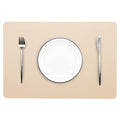 Set of 2 Waterproof Leather Heat-Resistant Wipeable Placemats for Dining Table - Buff