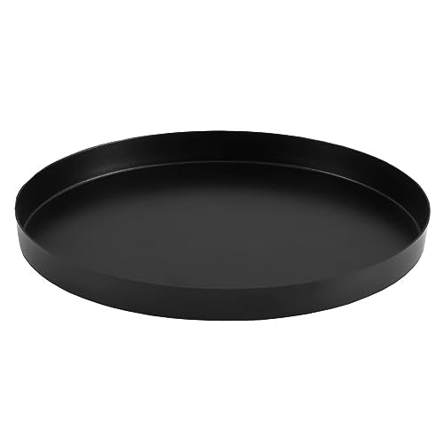 Black Round Metal Candle Holder Tray - Decorative Serving Tray 11.8 Inch - Black
