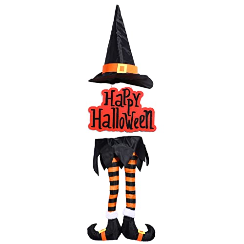 Halloween Witch Legs Decorations with Hat and Sign - Spooky Party Decor