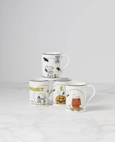 Lenox The Great Pumpkin Halloween Porcelain Mug Set - 4 Pieces, Peanuts