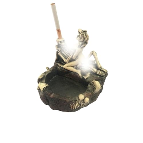 Halloween Skull Ashtray with Skeleton Pot - Resin Skeleton Decor Styel 1