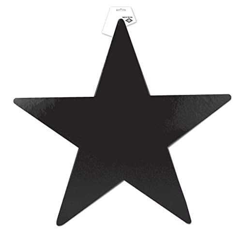 Black Foil Star Cutouts - 24 Pack 15 Inch Party Decorations for Wall & Table