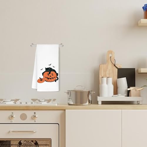 Halloween Ghost Cat Pumpkin Kitchen Towels - Cat Pumpkin Variation 16x24 Inches