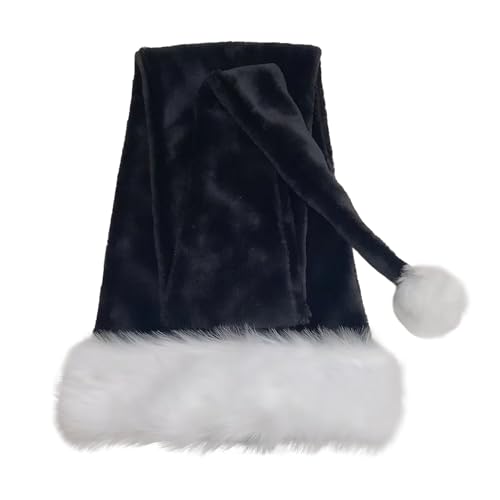 Black 5 Feet Long Santa Hat Christmas Plush Holiday Costume Accessory