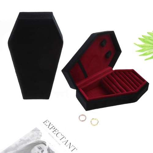 Halloween Theme Velvet Jewelry Storage Box Coffin Necklace Earring Organizer