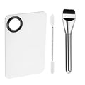 Stainless Steel Makeup Mixing Palette Set with Spatula & Brush for Foundation Eye Shadow